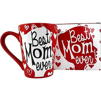 Best Mom Ever 12oz Red Ceramic Mug Gift for Mom, Valentine’s Mothers Day Birthday Cup