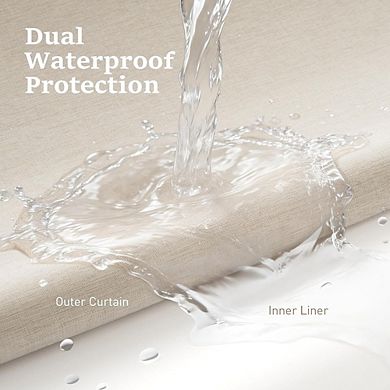 Ringless Linen Textured Shower Curtain with Snap-in Liner, Waterproof