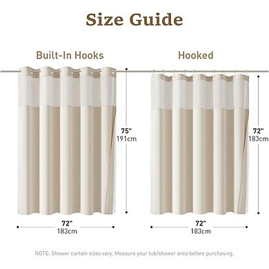 Ringless Linen Textured Shower Curtain with Snap-in Liner, Waterproof