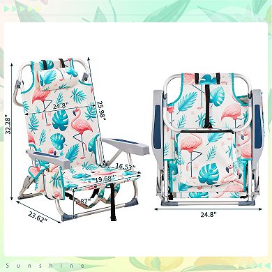 Adjustable Beach Chair - Backrest, Foldable, Cup Holder, Storage Pouch