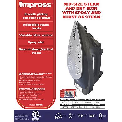 Impress Mid-Size Steam and Dry Iron with Spray/Burst