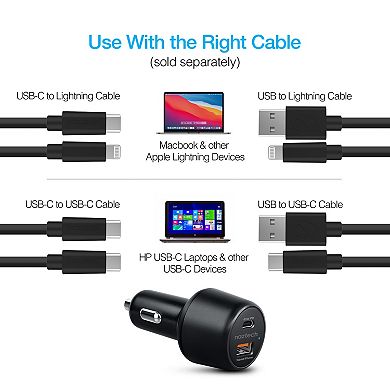 Naztech SpeedMax65 PD65W + QC3 Car Charger