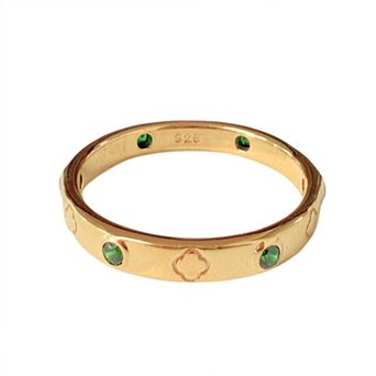 Belinda Jewelz 18k Gold Plated Vermeil Emerald Clover Infinity Band Ring