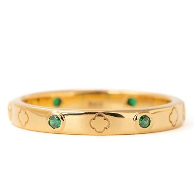 Belinda Jewelz 18k Gold Plated Vermeil Emerald Clover Infinity Band Ring