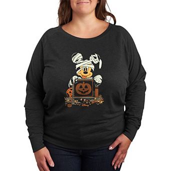Plus Size Disney's Mickey Mouse Mummy Halloween French Terry Long Sleeve Tee
