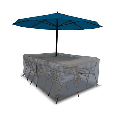 Covers&All Rectangle Table & Chair Set Cover, Umbrella Hole, Waterproof UV, Weather Resistant