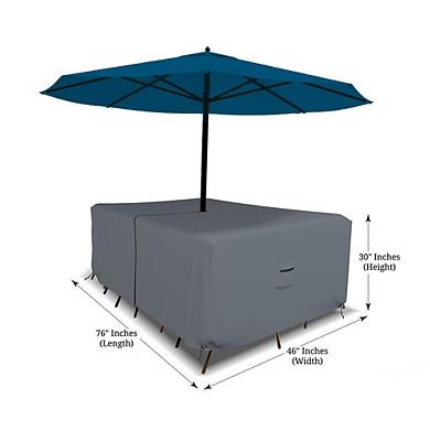 Covers&All Rectangle Table & Chair Set Cover, Umbrella Hole, Waterproof UV, Weather Resistant