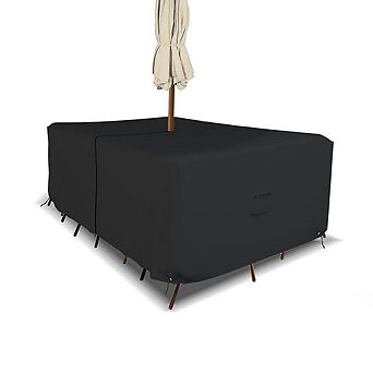 Covers&All Rectangle Table & Chair Set Cover, Umbrella Hole, Waterproof UV, Weather Resistant