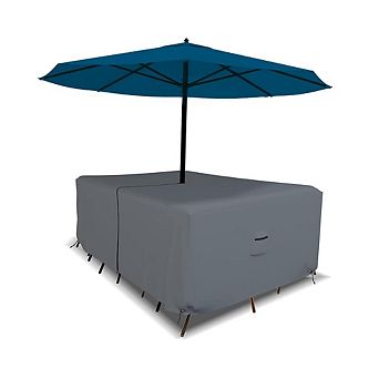 Covers&All Rectangle Table & Chair Set Cover, Umbrella Hole, Waterproof UV, Weather Resistant