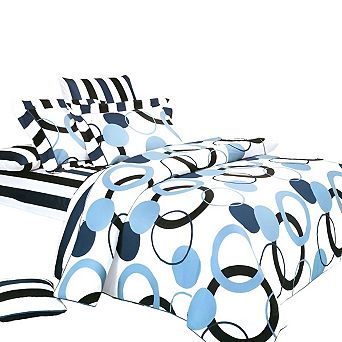 7 pc Cotton Comforter Set with Sheets Pillow Sham Duvet Cover for Full Bedroom Styling