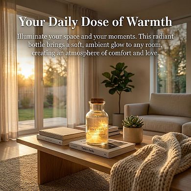 Glass Wishing Bottle with LED Light Lid Airtight Memory Jar 2.2"Lx2.2"Wx4.1"H