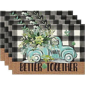 Buffalo Plaid Placemats Set of 4 Table Mats for Dining & Parties