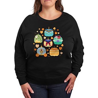 Plus Size Disney Princess Halloween Pumpkin Grid French Terry Long Sleeve Tee