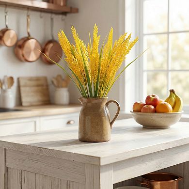 5 Pcs Artificial Wheat Stems 15.7" Realistic Faux Wheat Ears Stems Plastic Grain Plants for Decor