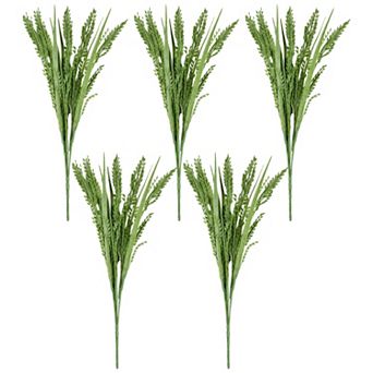 5 pc Artificial Wheat Stems 15.7" Realistic Faux Wheat Ears Stems Plastic Grain Plants for Decor