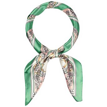 Women's Floral Printed Square Scarves, 35" Large Silk Feeling Satin Scarves Head Wrap Bandanas
