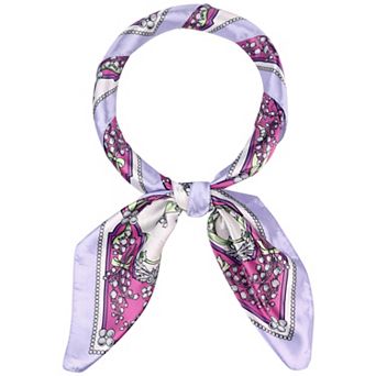 Women's Floral Printed Square Scarves, 35" Large Silk Feeling Satin Scarves Head Wrap Bandanas