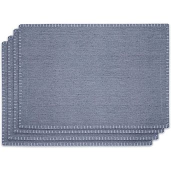Chambray Cotton Placemats Heat Resistant Washable Modern Set of 4