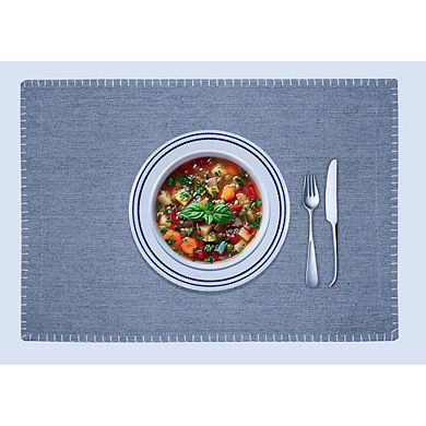 Chambray Cotton Placemats Heat Resistant Washable Modern Set of 4