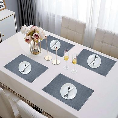 Chambray Cotton Placemats Heat Resistant Washable Modern Set of 4