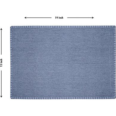 Chambray Cotton Placemats Heat Resistant Washable Modern Set of 4