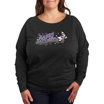 Plus Size Disney's Minnie Mouse "Happy Halloween" Witch French Terry Long Sleeve Tee