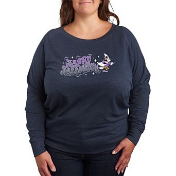 Plus Size Disney's Minnie Mouse "Happy Halloween" Witch French Terry Long Sleeve Tee