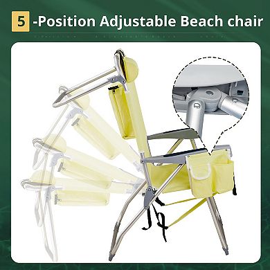 Folding Beach Chair with Adjustable Back and Cup Holder
