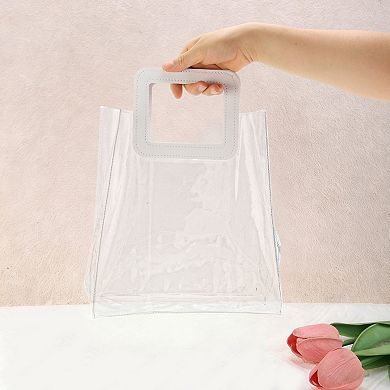 Square Reusable Gift Bag White Clear for All Occasions 1 Pc