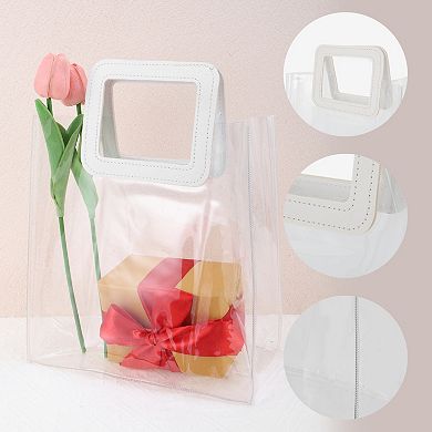 Square Reusable Gift Bag White Clear for All Occasions 1 Pc