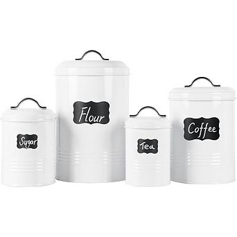 Airtight Farmhouse Kitchen Canister Set with Labels, Food Storage Jars