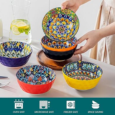 Ceramic Kitchen Bowls Set Dishwasher & Microwave Safe, 6-Piece