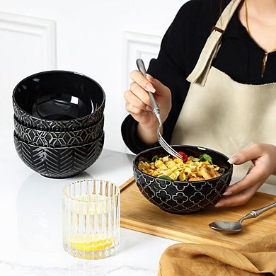 Ceramic Cereal & Soup Bowls Set of 4 Stoneware, Microwave & Dishwasher Safe