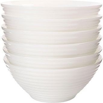 6 pc White Glass Bowl Set, 30oz, Soup, Cereal & Salad Bowls