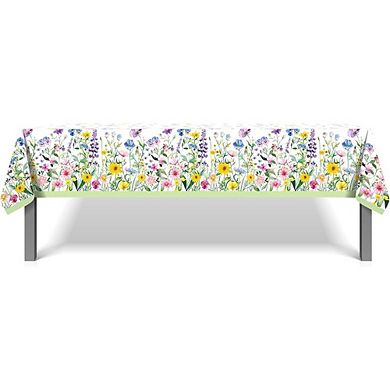 Wildflower Party Tablecloth, disposable plastic table cover, waterproof 1 pack