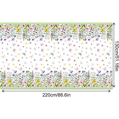 Wildflower Party Tablecloth, disposable plastic table cover, waterproof 1 pack