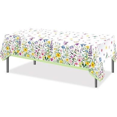 Wildflower Party Tablecloth, disposable plastic table cover, waterproof 1 pack
