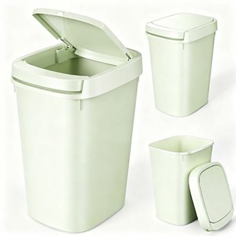 3 Pack Bathroom Trash Can With Lid 10L/2.6 Gal Slim Plastic Waste Basket For Toilet Office Bedroom