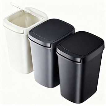 3 Pack Bathroom Trash Can With Lid 10L/2.6 Gal Slim Plastic Waste Basket For Toilet Office Bedroom