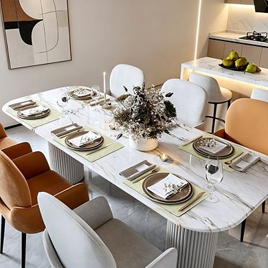 MOEPLSY 4-Piece Reversible Faux Leather Placemats, Waterproof Heat Resistant Vinyl Table Mats