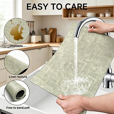 MOEPLSY 4-Piece Reversible Faux Leather Placemats, Waterproof Heat Resistant Vinyl Table Mats