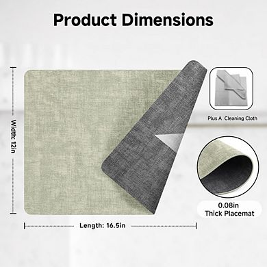 MOEPLSY 4-Piece Reversible Faux Leather Placemats, Waterproof Heat Resistant Vinyl Table Mats