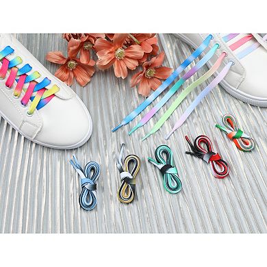Women's Three Colors Gradient Shoelaces Flat for Sneakers 1 Pair 55.1"
