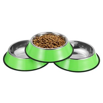 3 pc Dog Food and Water Bowl with Silicone Base Anti-Slip