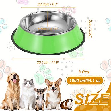 3Pcs Dog Food and Water Bowl with Silicone Base Anti-Slip