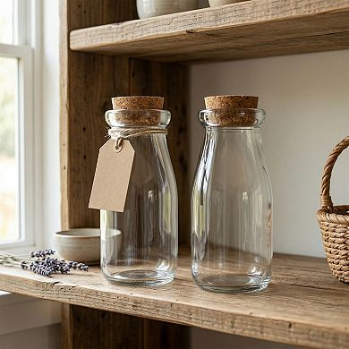 2pcs Decorative Glass Jars with Cork Stoppers Multi-Size Clear Wishing Bottles