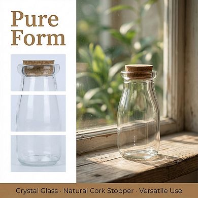 2pcs Decorative Glass Jars with Cork Stoppers Multi-Size Clear Wishing Bottles