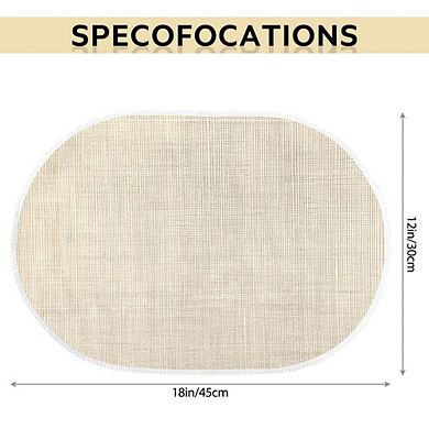 MOEPLSY Oval Beige Washable Placemats 4 Pack, Heat Resistant Wipeable Table Mats for Dining