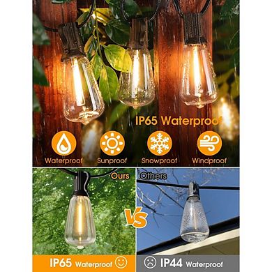 Outdoor LED String Lights, Dimmable Waterproof Shatterproof Edison Patio Lights