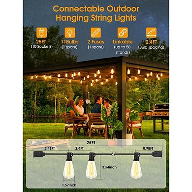 Outdoor LED String Lights, Dimmable Waterproof Shatterproof Edison Patio Lights